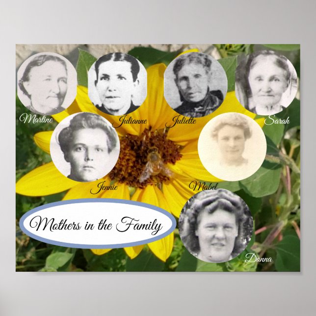 Poster Les mères dans la famille Photo tournesol et abeil (Devant)