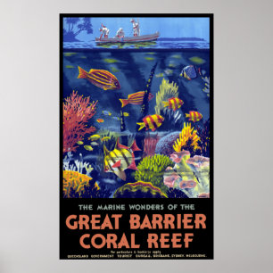 Poster Les merveilles marines Vintages du corail de la Gr