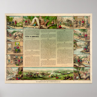 Poster Les mineurs pionniers dix commandements de 1849