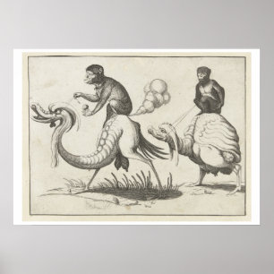 Poster Les monstres cachés par les singes d'Arent van Bol