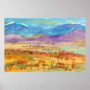 Poster Les Montagnes Appelent John Muir Inspirationnel