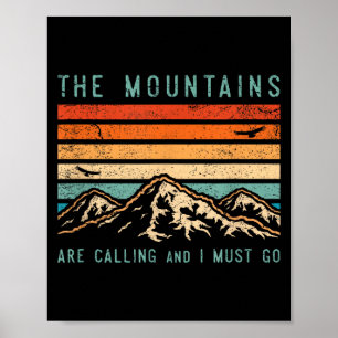 Poster Les montagnes appellent et je dois aller rétro vin