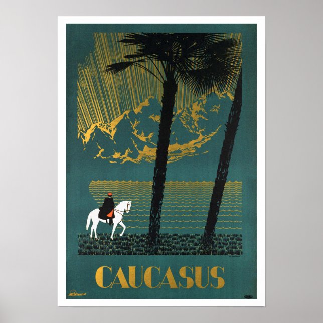 Poster Les montagnes du Caucase vintage (Devant)