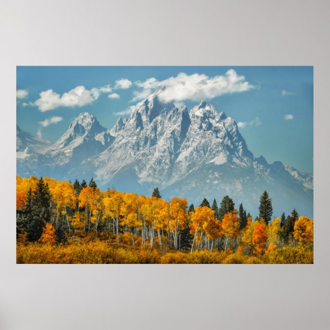 Poster Les montagnes du Grand Teton à l'automne (Devant)
