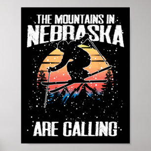 Poster Les Montagnes Du Nebraska Appelent Le Ski Drôle
