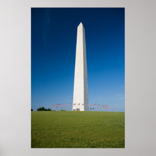 Poster Les monuments Washington Monument avec drapeaux