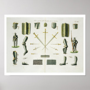 Poster Les morceaux distincts de l'armure d'un chevalier,