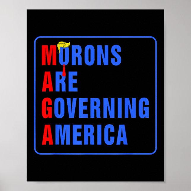 Poster Les Morons dirigent l'Amérique Trump drôle 2024 (Devant)
