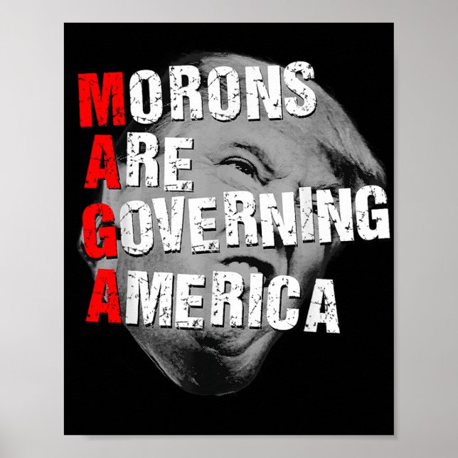 Poster Les Morons dirigent l'Amérique Trump drôle 2025 (Devant)