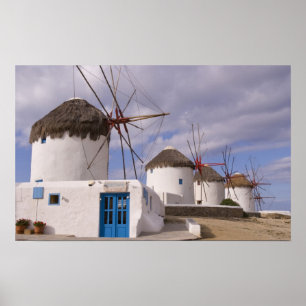 Poster Les moulins à vent de Mykonos sur les îles grecque