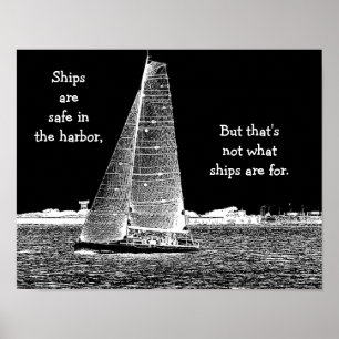 Poster Les navires sont sûrs dans le port - imprimé d'art