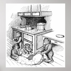 Poster Les nounours font un mess dans la cuisine