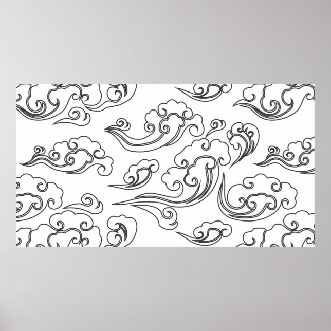 Poster Les nuages chinois tourbillonnent les nuages (Devant)