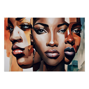 Poster Les nuances d'Art Africain Américain Noir Femme
