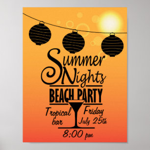 Poster Les nuits d'été plage invitation design