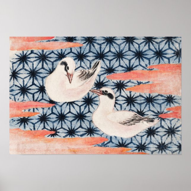 Poster Les oiseaux de Katsushika Hokusai (Devant)