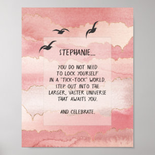 Poster Les Oiseaux De Nuages Roses S'Envolent De Haute Mo