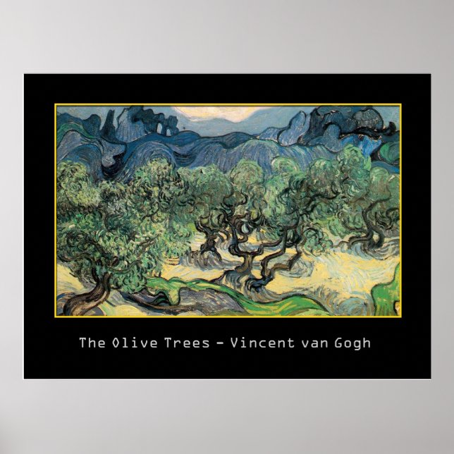 Poster Les Oliviers, 1889, Vincent van Gogh (Devant)