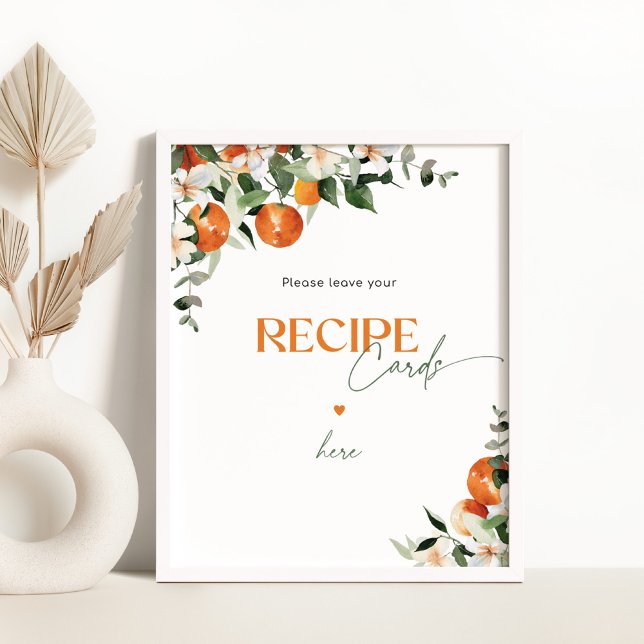 Poster Les oranges d'agrumes laissent votre carte de rece (Créateur téléchargé)