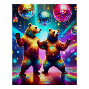 Poster Les Ours De Danse À La Discothèque