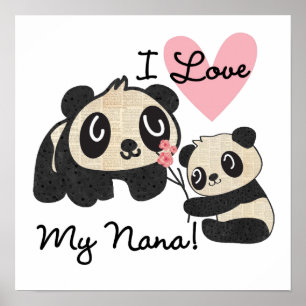 Poster Les pandas I aiment ma Nana
