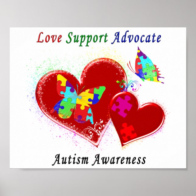 Poster Les papillons autistes dans les coeurs (Devant)