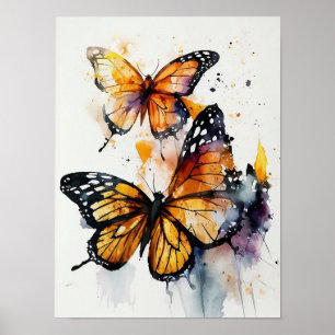 Poster Les "papillons Monarques gracieux"
