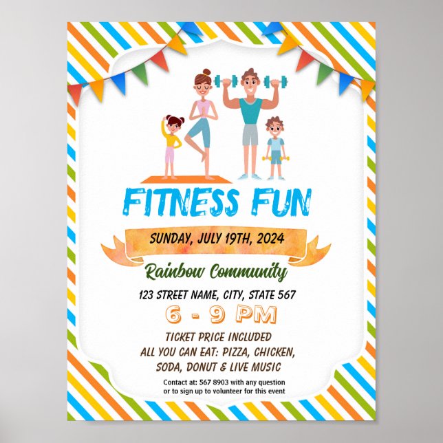 Poster Les parents et les enfants fitness fun nuit flyer  (Devant)