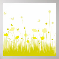 Les pavots jaunes et blancs minimalistes prègnent