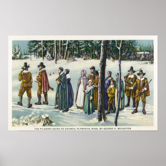 Poster Les pèlerins vont à l'église sur la scène de la ne (Devant)