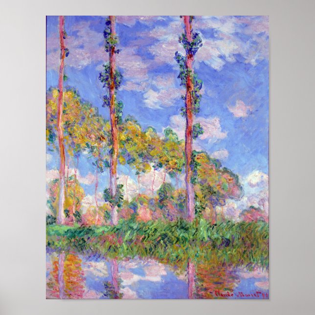 Poster Les peupliers au soleil, Monet (Devant)