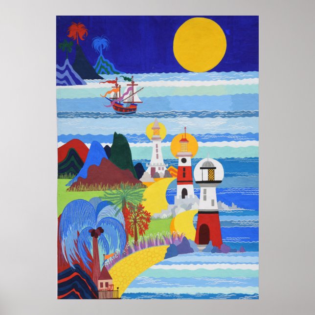 Poster Les phares et le bateau de Leo (Devant)