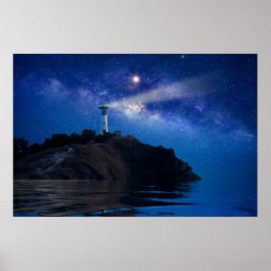 Poster Les phares Phare de nuit étoilé