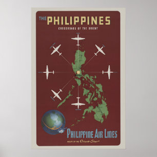 Poster Les Philippines Carrefour de l'Orient Années 1950