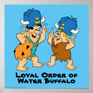 Poster Les Pierrafeu   Buffles d'eau Fred & Barney