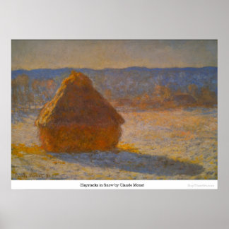 Poster Les piles de voitures en neige par Claude Monet