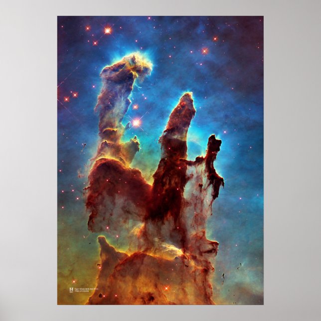 Poster Les piliers de la création. Aigle Nebula - Hubble (Devant)