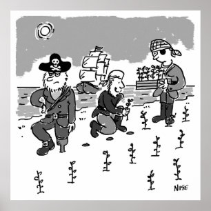 Poster Les pirates jardinent à l'aide d'une jambe en bois