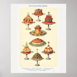 Poster Les plats de collation froide de Mme Beeton Art  