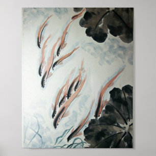 Poster Les poissons sont des amis peinture orientale