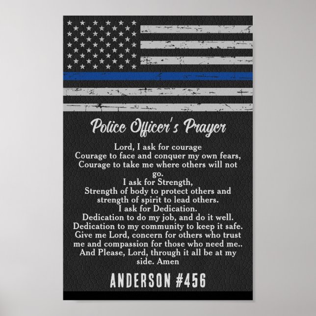 Poster Les policiers prient Mince Ligne Bleue (Devant)