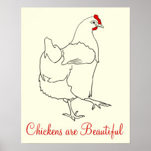 Poster Les poules sont de beaux dessins d'animaux mignons