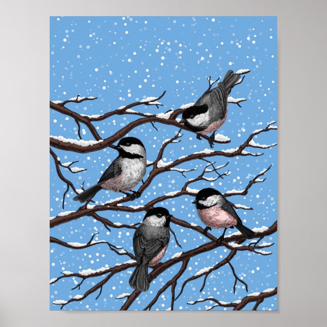Poster Les poulets en hiver (Devant)