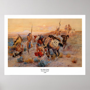 Poster Les premières traces de Wagon de Charles M. Russel