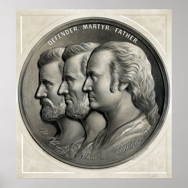 Poster Les présidents Grant, Lincoln et Washington (Devant)