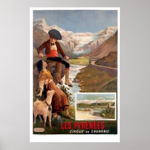 Poster Les Pyrénées, Gavarnie Vintage Tourism Travel