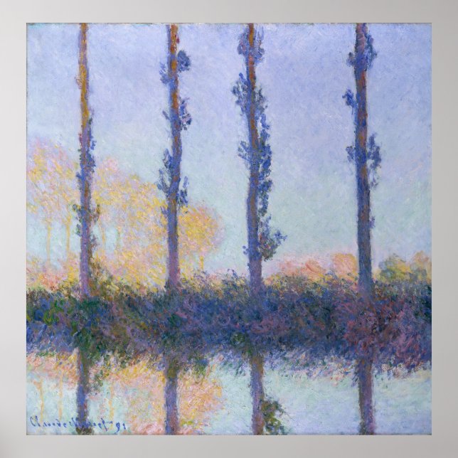 Poster Les quatre arbres - Claude Monet (Devant)