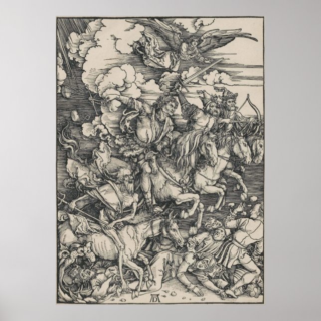 Poster Les quatre cavaliers de l'Apocalypse par Durer (Devant)