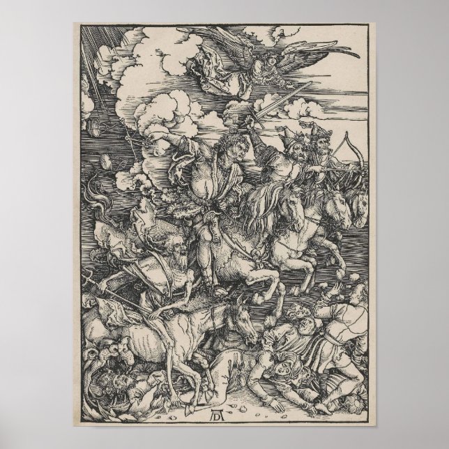 Poster Les quatre cavaliers de l'Apocalypse par Durer (Devant)