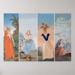 Poster Les quatre saisons de Paul Cezanne